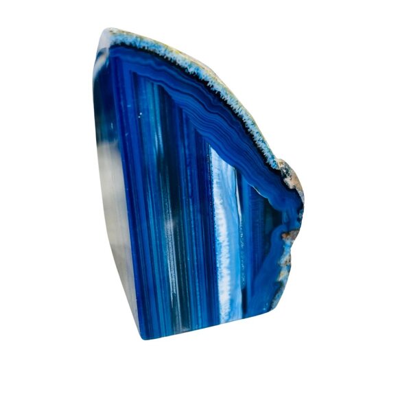 Vibrant Blue Agate Bookends, Natural Stone Office Decor, Polished Geode Book Hol - Picture 8 of 8